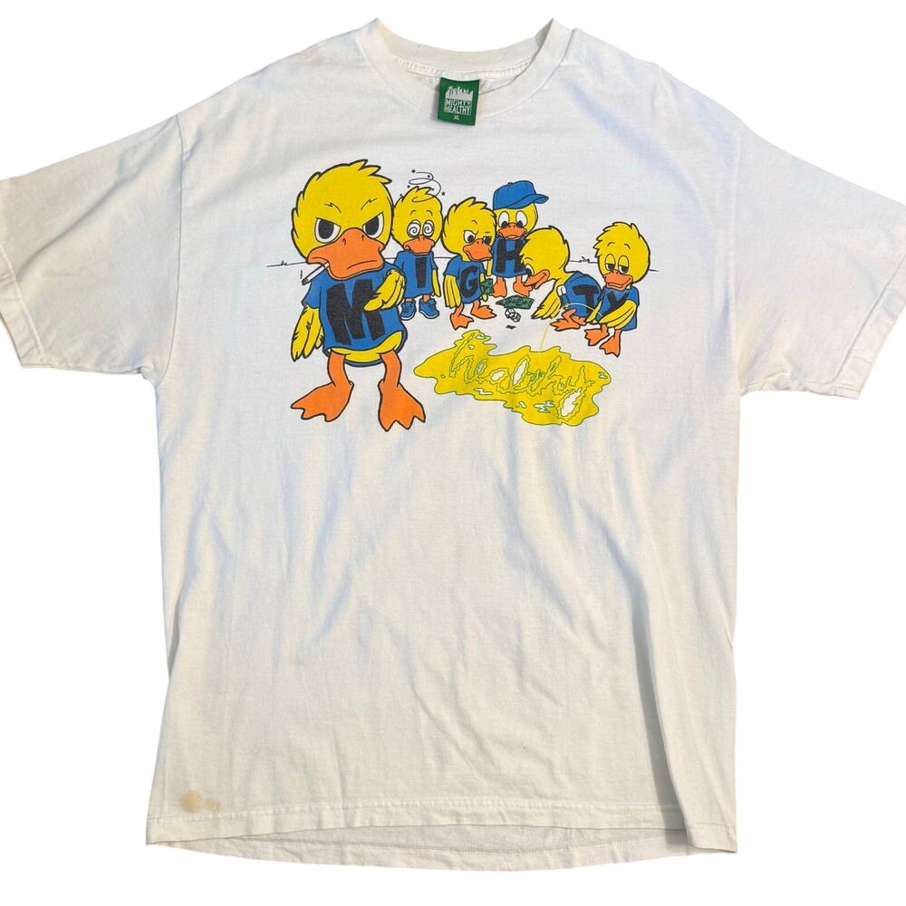 VTG Mighty Healthy Tee Shirt Ducks Gambling Smoking White Made In USA Unisex XL